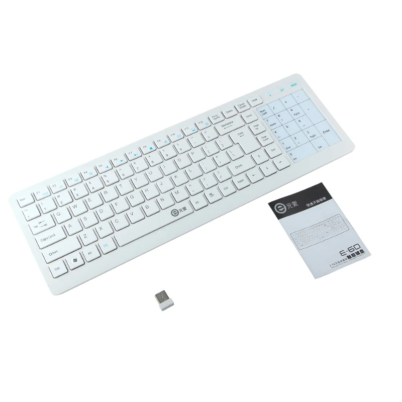 

E60 Touchpad Keyboard 2.4Ghz Super Slim White Chocolate Keycap QWERTY Layout Wireless Keyboard For Laptop Computer Tablet PC