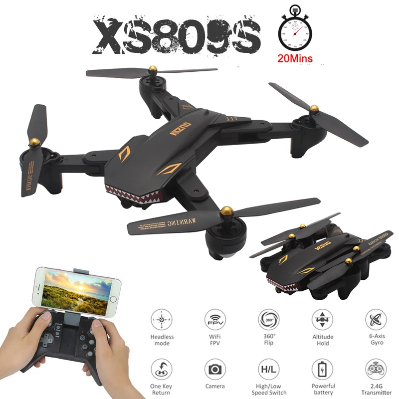 VISUO XS809S Профессиональный складной селфи мини Дрон с камерой 2MP HD WiFi FPV широкий угол XS809HW RC Квадрокоптер Вертолет игрушка