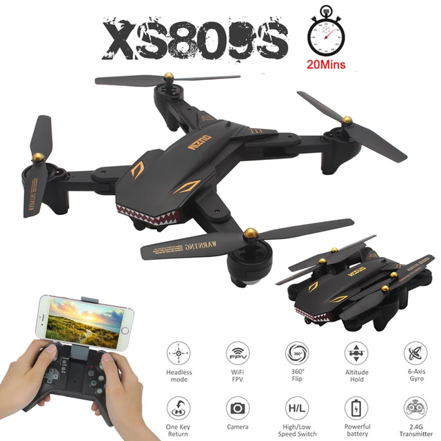 $US $41.55  VISUO XS809S Profissional Foldable Selfie Mini Drone with Camera 2MP HD WiFi FPV Wide Angle XS809HW