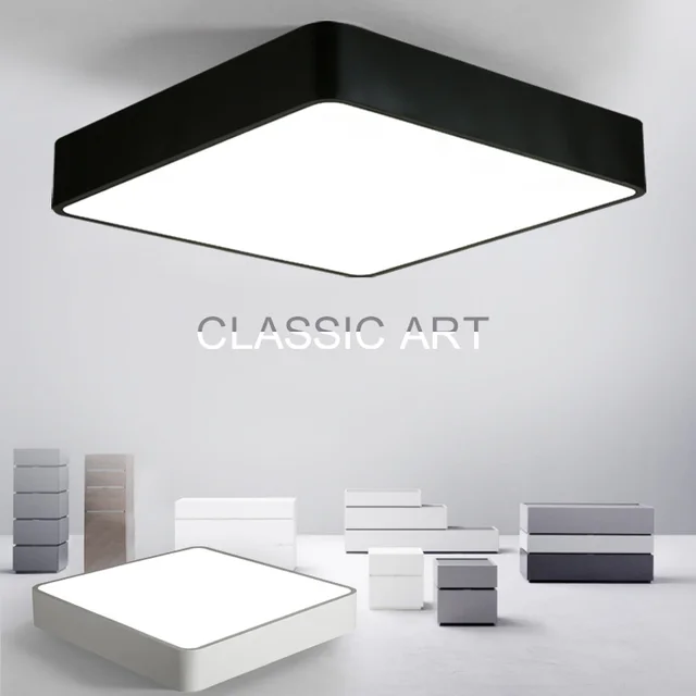 Modern Remote Control Surface Mounted Ceiling Lamp Square Led Panel Modern Remote Control Surface Mounted Ceiling Lamp Square Led Panel White Black For Bathroom Lighting