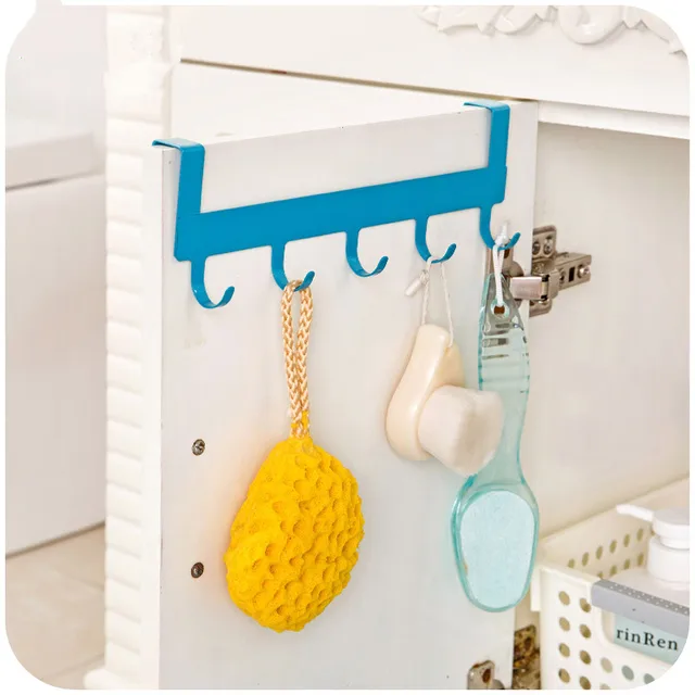 Special Offers incognito Kitchen Cabinet Cupboard Door Hanging Rack Rail Hanger Bar Holder for Towels scouring pads organizer storage 5 hook