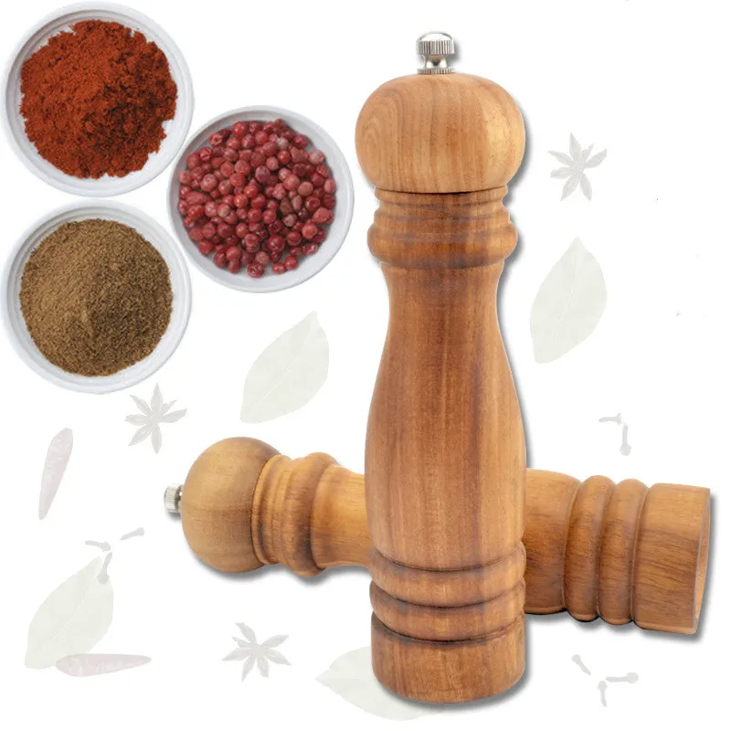 Wooden Pepper Grinder Mill With Durable Adjustable Knob For Pepper Salt