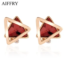 Aiffry 2017 Five Color Triangle Crystal Earrings Luxury Jewelry Fashion Stud Earrings For Women Gift E2347
