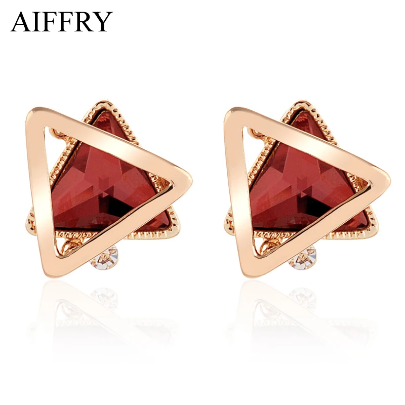Aiffry 2017 Five Color Triangle font b Crystal b font Earrings font b Luxury b font