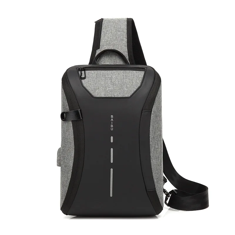 

Multifunction Crossbody Bag Men's USB Charging Fashion Chest Bag Anti-thief Male Chest Pack Waterproof Travel Sling Shoulder Bag