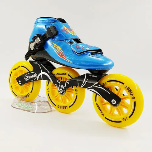 Pasendi гоночные скоростные Коньки 3 Rodas колеса роликовые коньки 110 мм Гонки роликовые коньки детские коньки обувь Patines для женщин и мужчин - Цвет: 110mm wheels