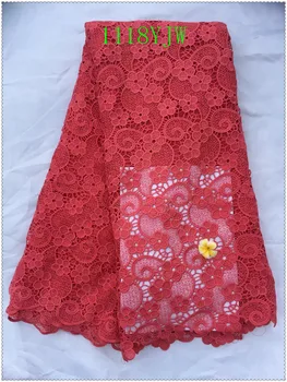 

New Arrival High Quality watermelon red color cord Lace fabrics /african Mesh cord Lace /guipure lace Fabrics for wedding