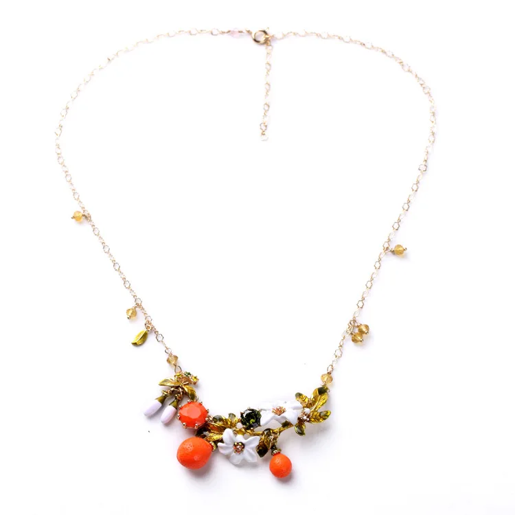 

Small Mixed Batch of Factory Outlets Summer Cute Sweet Fruit Enamel Leaves Necklace
