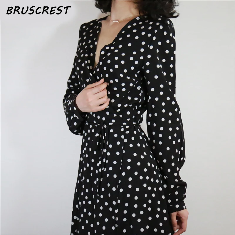 black dress with white circles