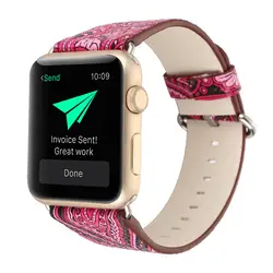 Smart Watch Classic Band Buckle Leather Watch Band for Apple Watch 38 42mm Series 1 2 3 Strap Floral Prints Wrist Watch Bracelet