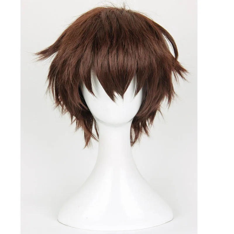 Серафим конца Yoichi Saotome парик стиль короткие коричневые синтетические волосы косплэй парик + кепки