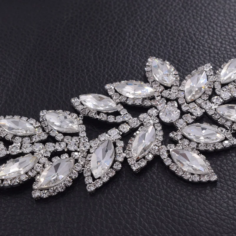 Leaf sash rhinestone wedding dress belt (6)