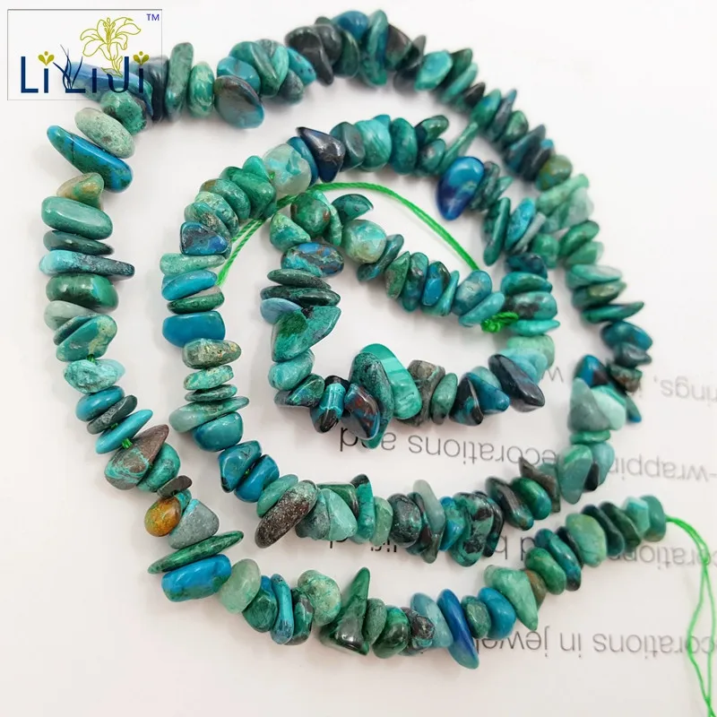 

LiiJi Unique Natural Stone Chrysocolla irregular 1x5-4x5mm Loose beads approx 39cm DIY Jewelry Making bracelet necklace