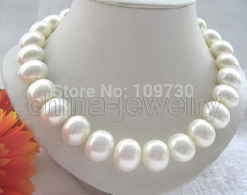 

Jewelry 002712 Beautiful 18" 16mm white south sea shell pearl necklace - KGP gold filled clasp 5.6