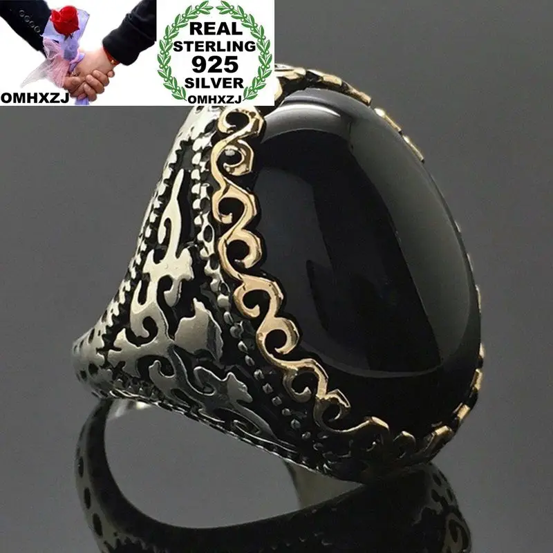 OMHXZJ Wholesale European Fashion Woman Man Party Wedding Gift Silver Black Gold Oval Taiyin Ring RR311 | Украшения и аксессуары