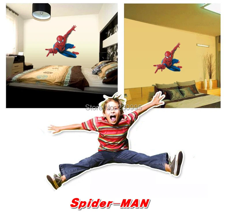 High Quality Large Spiderman Wall Sticker 3D Removable DIY Cartoon