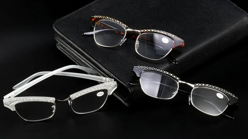 Oulylan ретро очки для чтения «кошачий глаз» женские дизайнерские линзы из смолы с бриллиантами, женские прозрачные стразы, очки для дальнозоркости