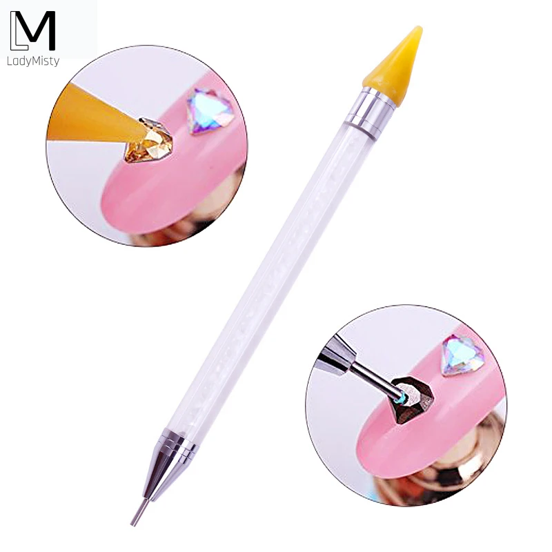 

Ladymisty Dual-ended Dotting Pen Rhinestone Studs Picker Wax Pencil Crystal Beads Handle Nail Art Tool