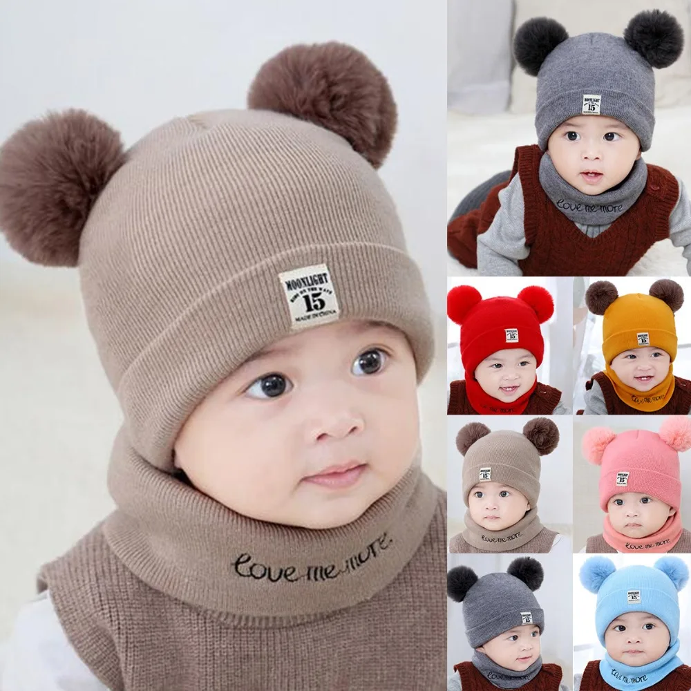 

Baby Boys Girls Pom Poms Hat Children Winter Hat For Girls Knitted Beanies Thick Baby Hat Infant Toddler Warm Cap