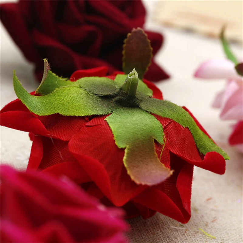 Decoration 6 pcs 6cm Rose Artificial Flower Velvet Flowers Head for Wedding Decoration Scrapbooking DIY Wreaths Craft Flores,Q