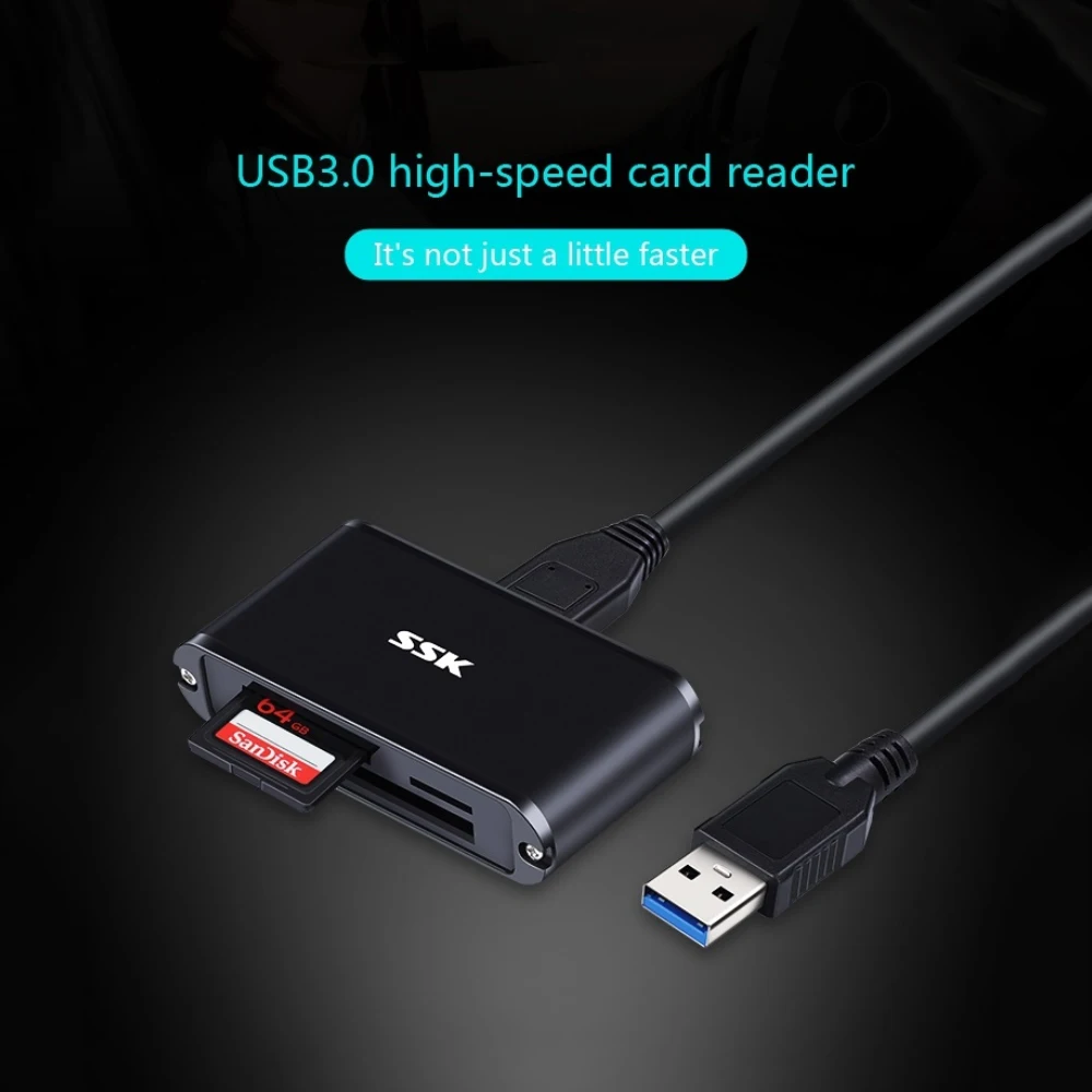 SSK CCRM630 All in One USB3.0 Card Reader for TF/SD/CF Card 5Gbps High