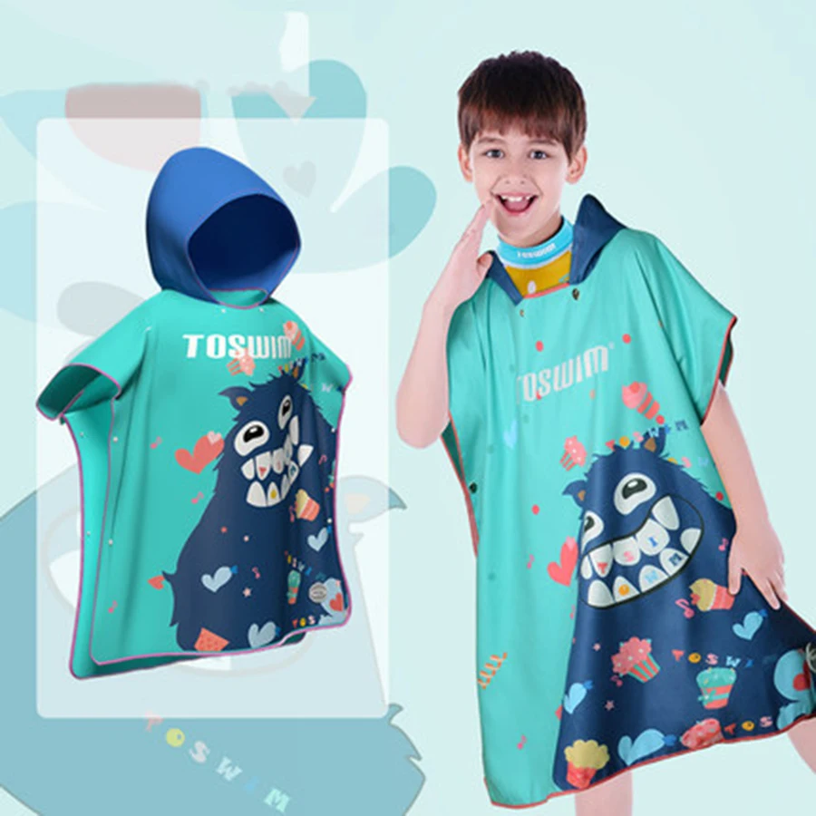 

Microfiber Kids Beach Towel Swimming Towel Children Quick Dry Cloak Bath Towel Gown Children Beach Towel Tropical 140x70 B6T