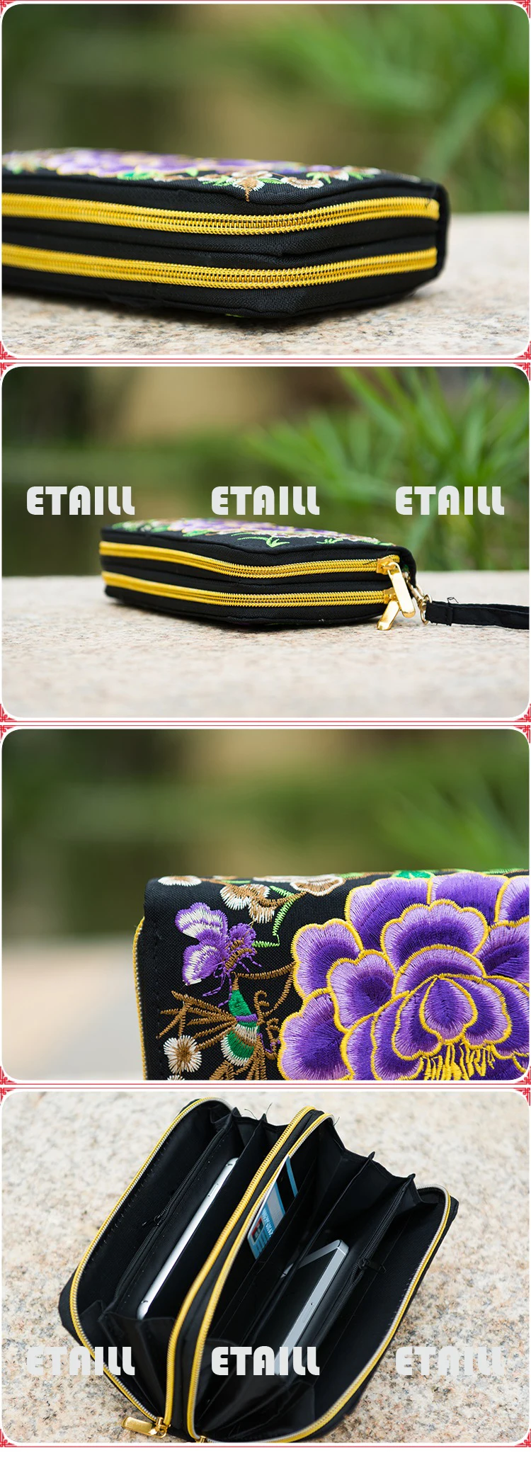 Embroidered Wallet Purse