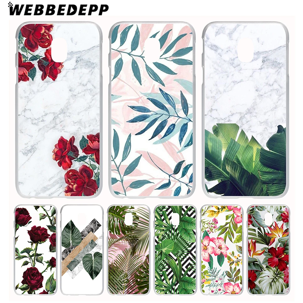 

WEBBEDEPP White marble and flowers Phone Case for Galaxy J1 J2 J3 J5 J6 J7(2015/2016/2017/2018 Prime) EU US Version Cover