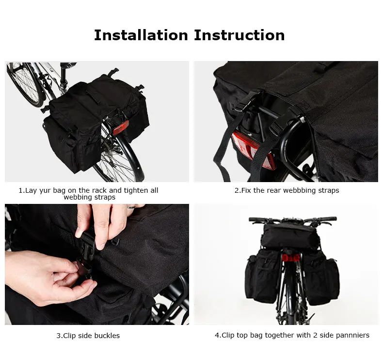 Flash Deal ROSWHEEL Sahoo Series 14892-A-SA 3 in 1 Mountain Road Bicycle Bike Trunk Bags Cycling Double Side Rear Rack Tail Seat Pannier 5