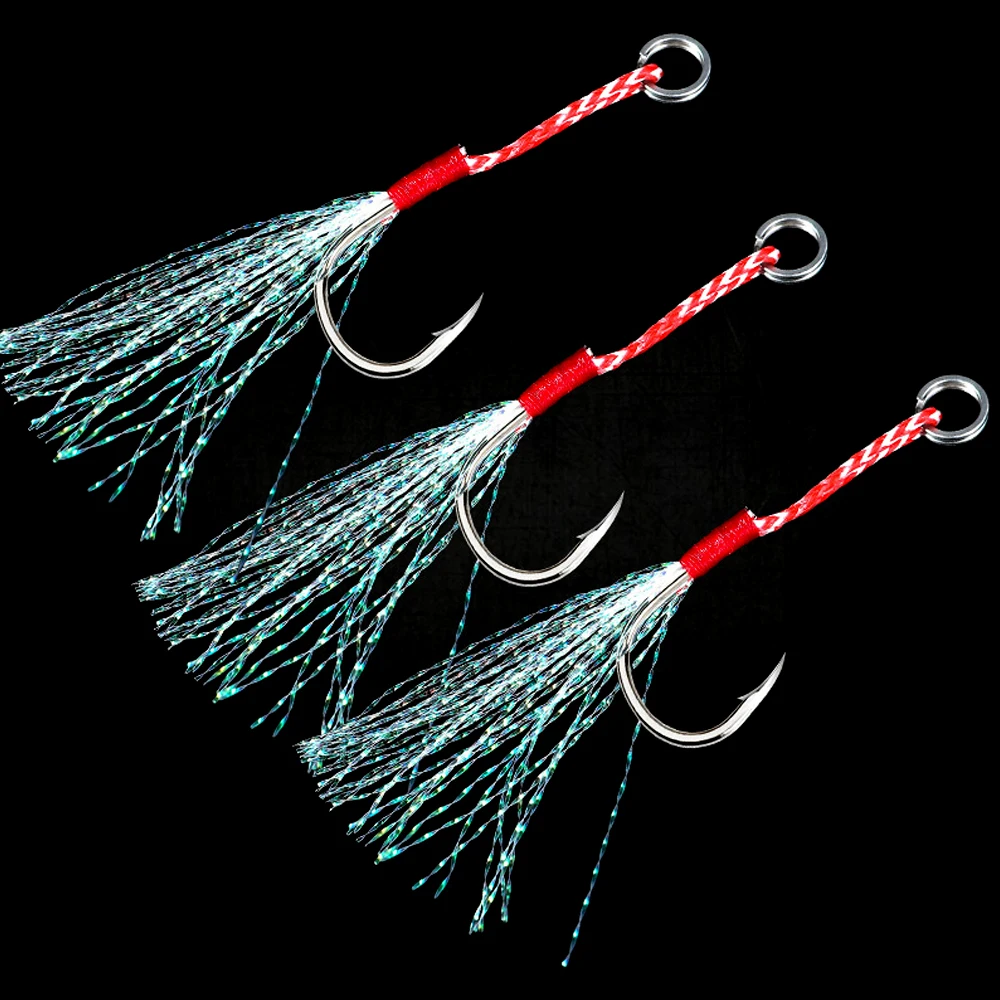 Gamakatsu jigging fishhook assist hook boat jig fishing feather roped hook overweight hook