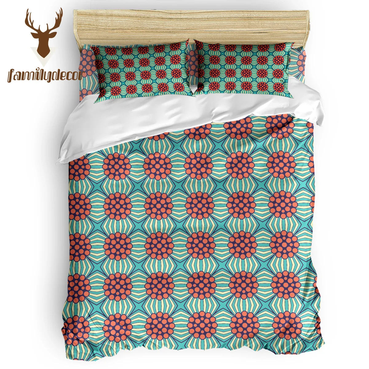 

FamilyDecor Circular Retro Ethnic Pattern Bedding Set Luxury Comforter Bedding Sets 3D King Size Red Blue Cotton DHL Free Shippi
