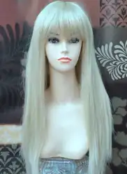 Удивительные длинные платиновая блондинка парик моды Vogue Парики волос