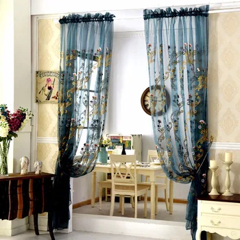

White Embroidered Curtains Sheer Curtains for Living Room blue curtains red curtains Shade Tulle fabric for the bedroom wp047D