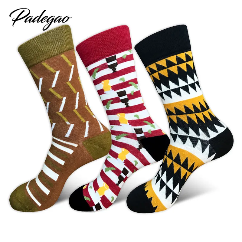 3 Pairs Brand New New New winter cotton socks for men happy personality