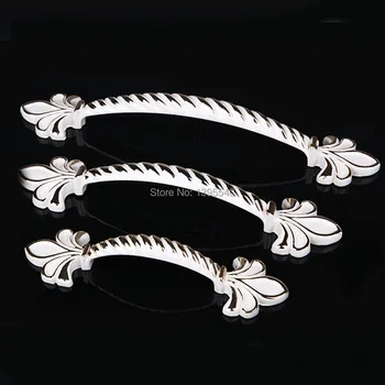 

New 128mm Cabinet Handles Palace Euro-Style Furniture Ivory with 24K Golden Knobs Closet Door Handle Drawer Pulls Bars