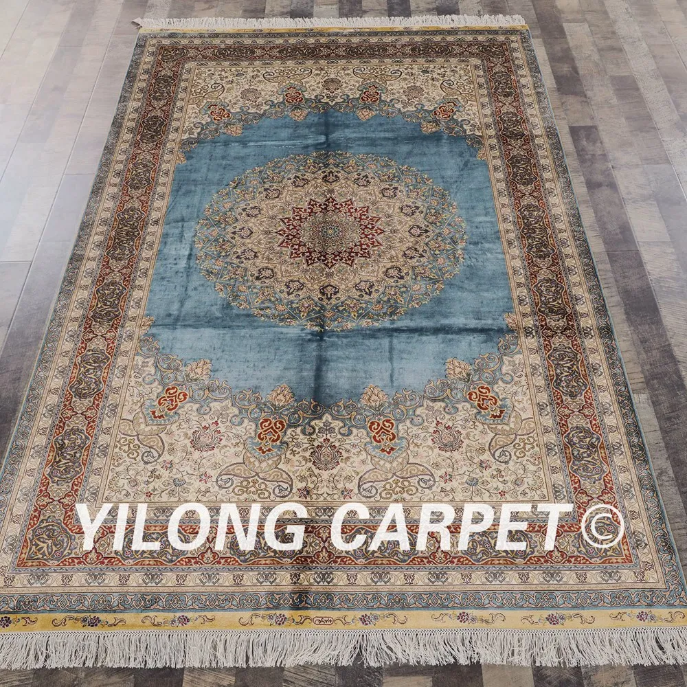 

Yilong 5'x8' turkish knots persian silk home handmade afghan rugs (SL79A5x8)