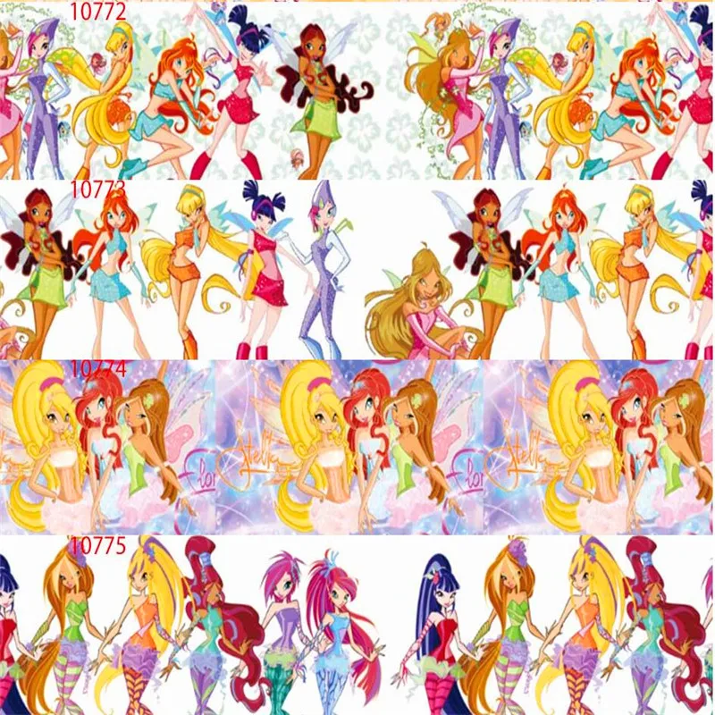 

25 38 50 75mm width 100% Polyester Princess Girls Printed Grosgrain Ribbon cartoon Ribbons PS01