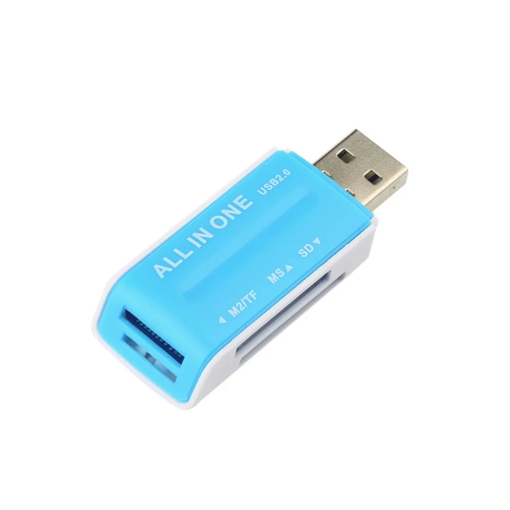 Новый USB 2,0 памяти Multi карт-ридер адаптер для SD TF M2 MS синий