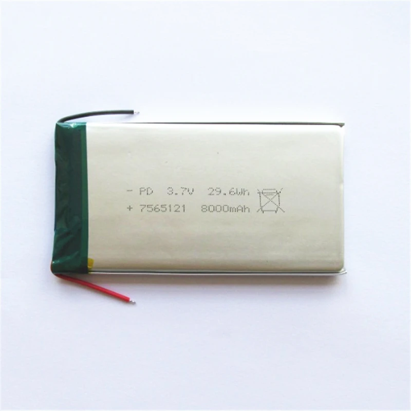 8000mAh 7565121 3,7 V литий-полимерная lipo батарея перезаряжаемая литий-ионная батарея для электронной книги gps psp DVD power bank Tablet PC