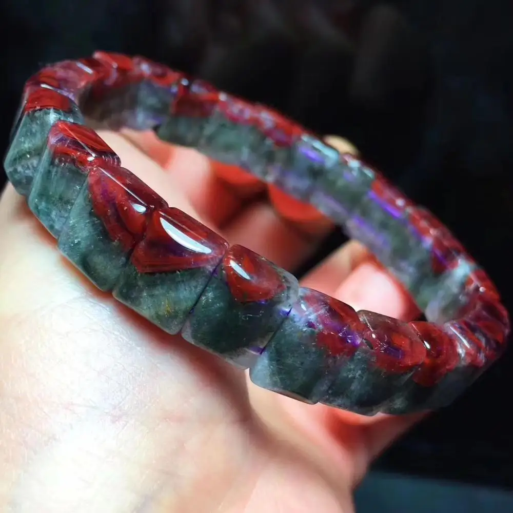 

Genuine Natural Auralite 23 Canada Crystal Women Bracelet 10x8mm Rectangle Beads Healing Stone Stretch Rarest Bracelet AAAAA