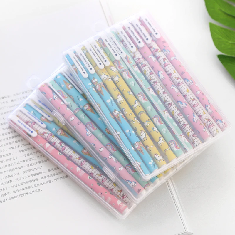 

10 pcs/Lot Cute flamingo gel pen 10 color ink Unicorn flower pens writing Student Office school supplies Material escolar F450