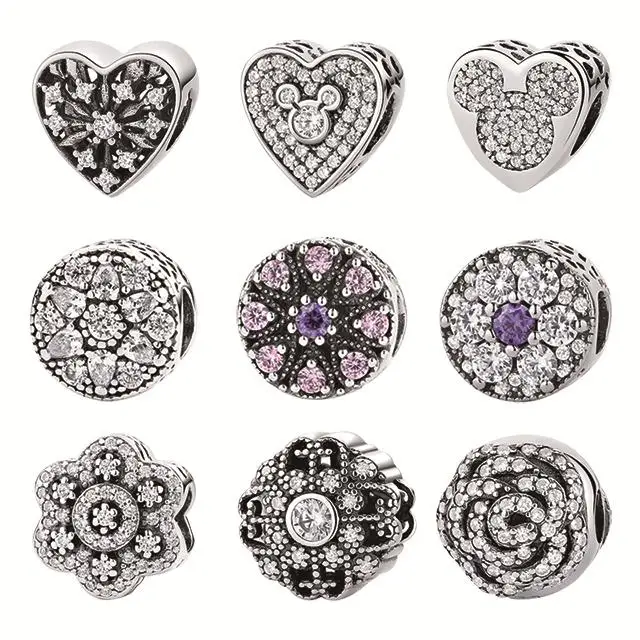 

2017 Authentic 925 Sterling Silver Dazzling Clear Charm Beads Fit Pandora Charm Bracelet Bangles Pendants DIY Original Jewelry