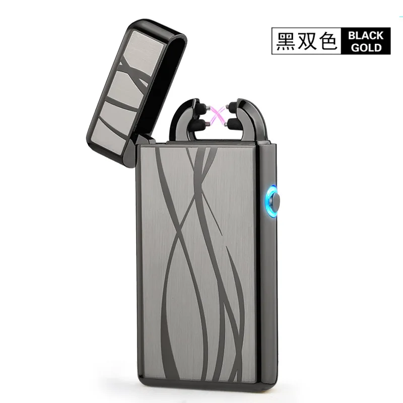 

2019 Windproof Plasma Eletronic Pulse Touch Sensitive Switch Lighter USB Dual arc silent people electronic cigarette lighter