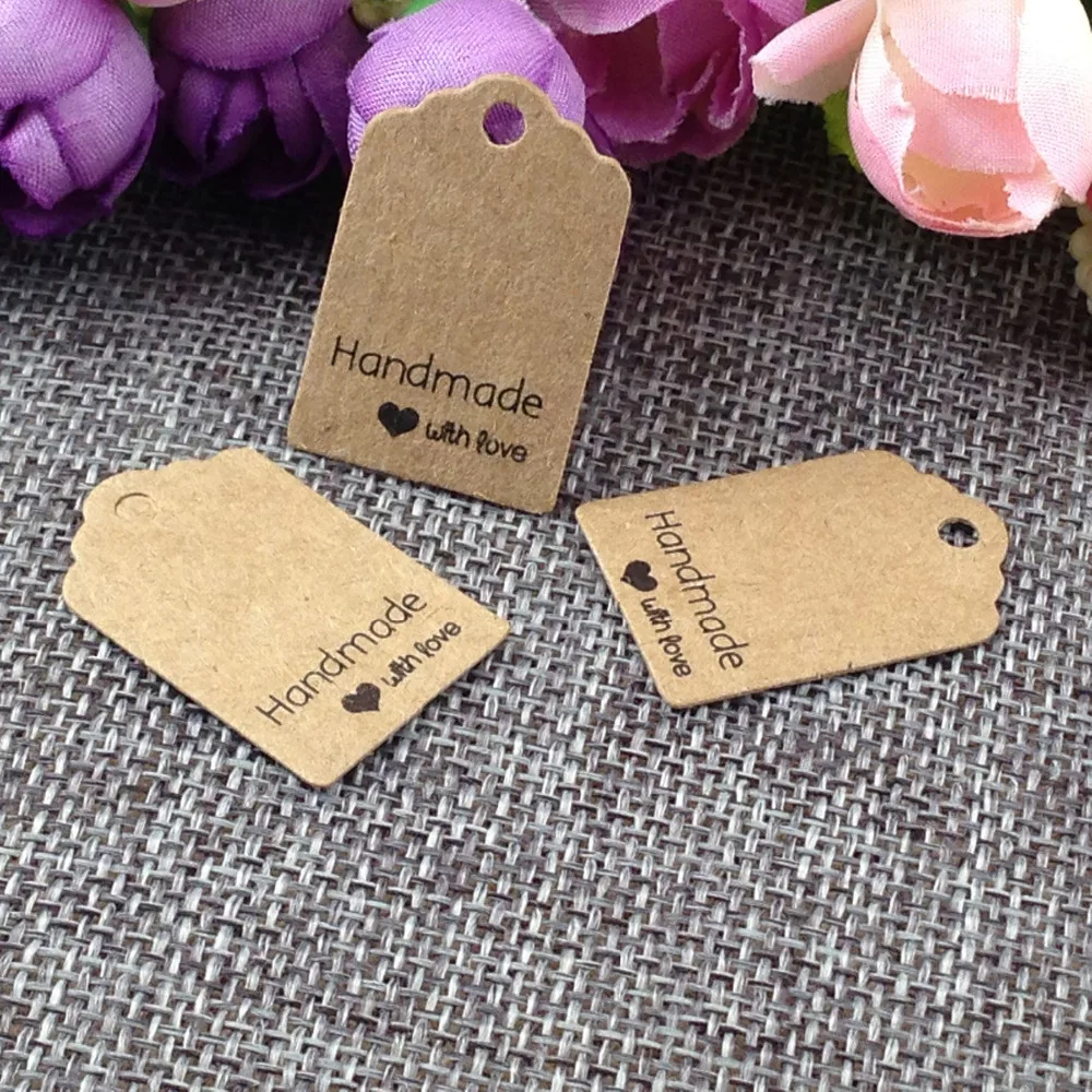 100pcs Kraft Paper Gift Tags with Strings thank you for