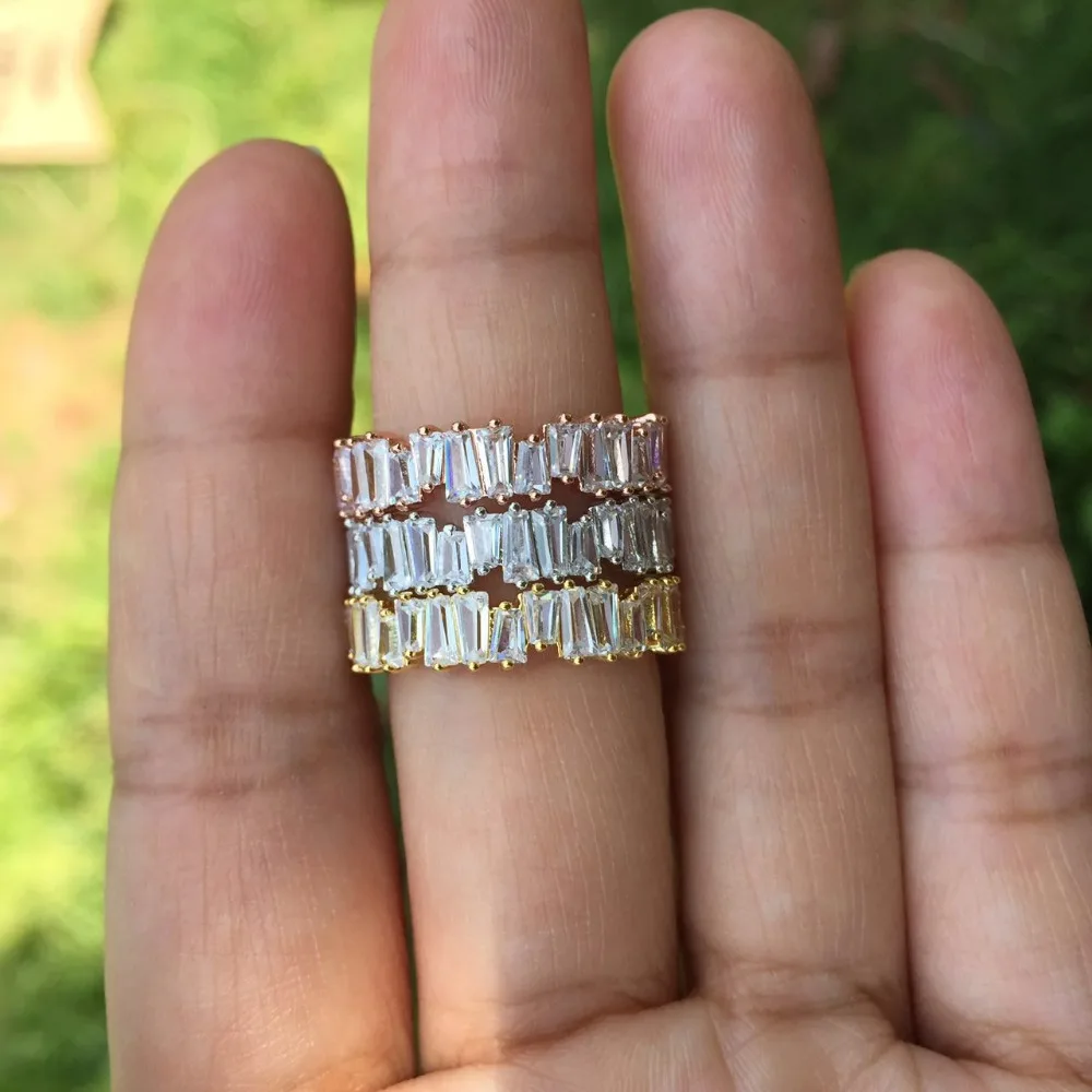Thin Baguette T Ring Brand Engagement Handmade Trapezoid Stone Rings For Women Fashion Finger Accessories Anel Wedding Band