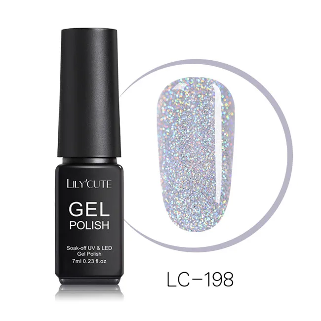 LILYCUTE 7ml Nude Glitter Gel Nail Polish Shimmer Pink Purple Soak Off UV LED Gel Polish Varnish Nail Art Lacquer - Цвет: LC-198