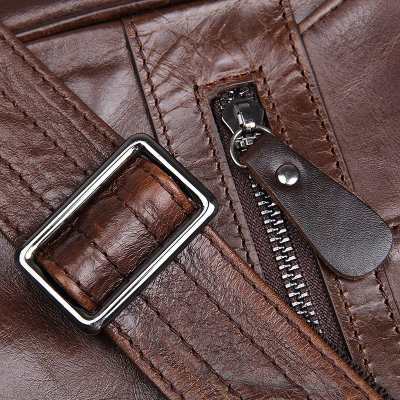 GO-LUCK Brand Top-grade Genuine Leather Men Messenger Bag Men's Crossbody Shoulder Bags Male Cowhide 13' Laptop Computer Pack