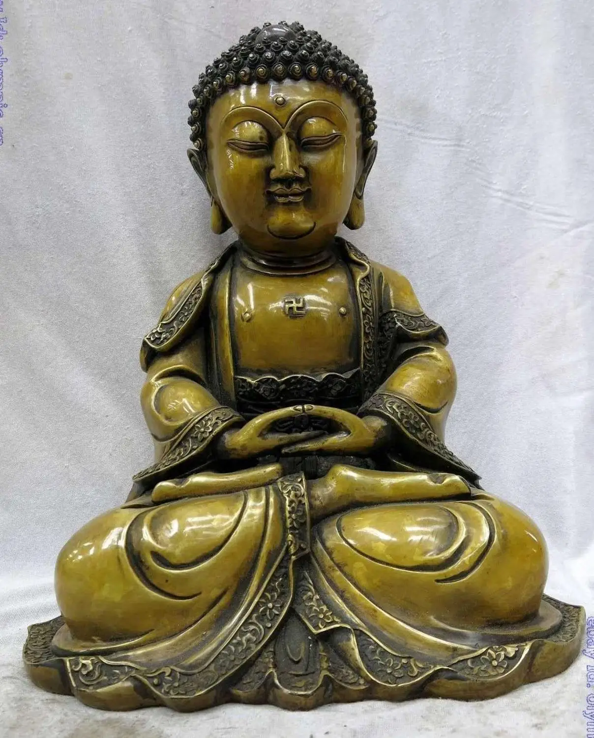 

13" China fine copper brass Sculpture beautiful Buddhism Sakyamuni Buddha Statue