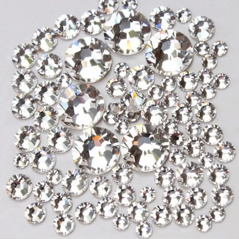 

3D DIY Nails Crystal Clear ss2- ss10 Non-hotfix Flatback Nail Rhinestones 3d Nail Art Decorations Great for Bulk Order