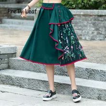 Новинка года; сетчатая юбка контрастного цвета с вышивкой в стиле ретро